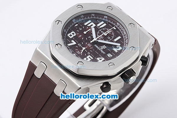 Audemars Piguet Royal Oak Offshore Chronograph Quartz Movement with Brown Dial and Strap-White Marking - Click Image to Close